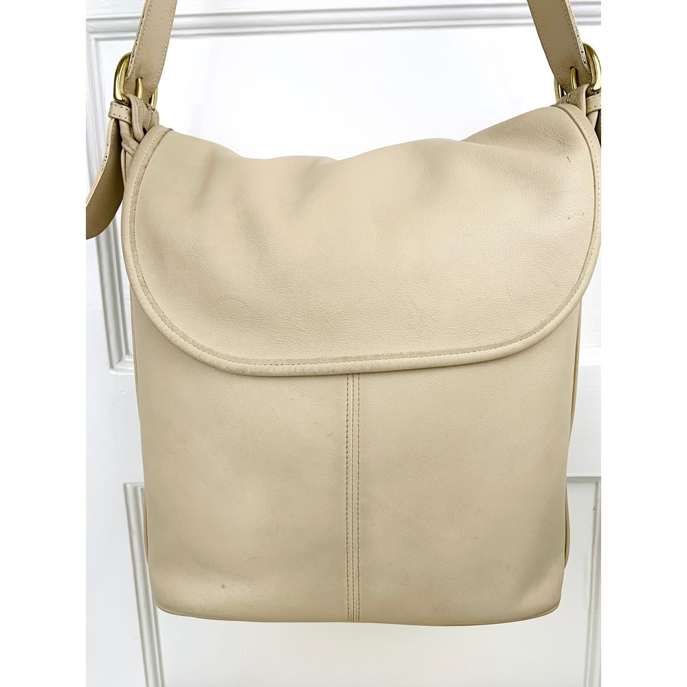 Vintage Coach Whitney Shoulder Bag Leather USA Bone White 4115 with Dust Bag - Picture 4 of 16